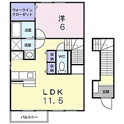 アウスレーゼ1 1LDKの間取図画像