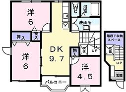 フローリア 2階3DKの間取り