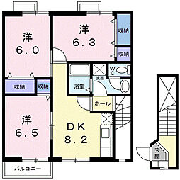 サンプレインA 3DKの間取図画像