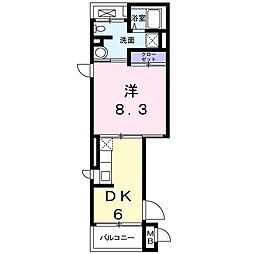 フォンテーヌ川崎 1DKの間取図画像