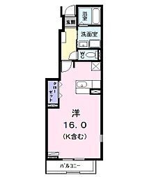 フェイバー　レイ 1階ワンルームの間取り