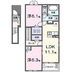 フラットライク・おやま 2LDKの間取図画像