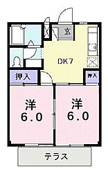 シティハイツ佐藤2 2DKの間取図画像