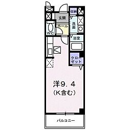 レフィナードＫ　I 1階ワンルームの間取り