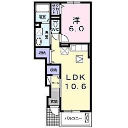 ミニョン・ア・ラ・モードＢ 1階1LDKの間取り