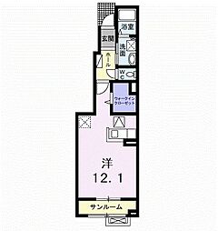 クオーレ ワンルームの間取図画像