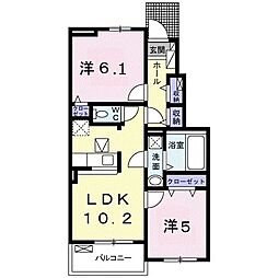 エムズドゥーエ2 2LDKの間取図画像