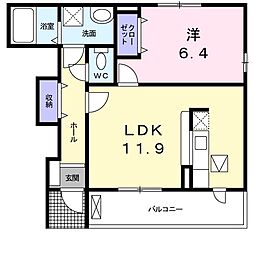コンフォート緑岡A 1LDKの間取図画像