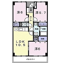 ビアンクール 2階3LDKの間取り
