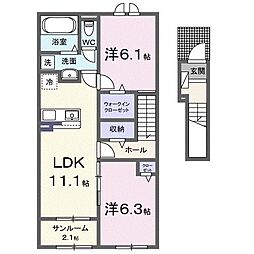 フォーピュアI 2LDKの間取図画像