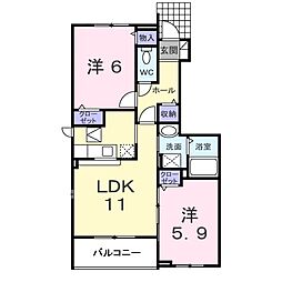 東陽館1号館 1階2LDKの間取り