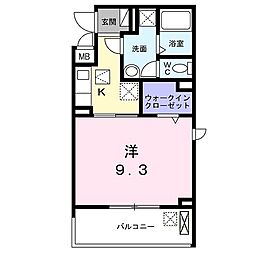 第2シャトー小倉 1階1Kの間取り
