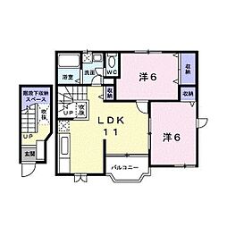 プリムヴェールC 2LDKの間取図画像