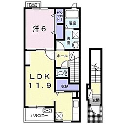 サンジュリアA 1LDKの間取図画像