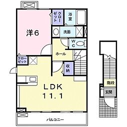 カーサラッフィナートD 1LDKの間取図画像