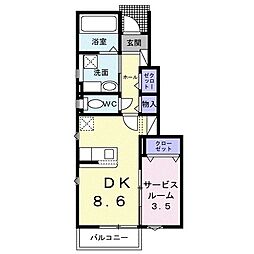 レジデンス仁王 1DKの間取図画像