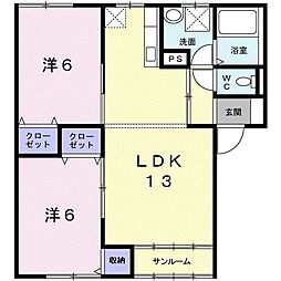 アマリュ−ジュＦ・Ｂ 1階2LDKの間取り