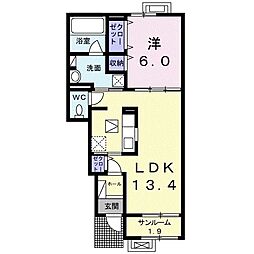 アリア 1LDKの間取図画像
