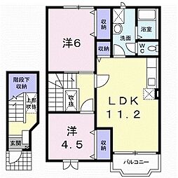 エスポワールＫ＆Ｓ 2階2LDKの間取り