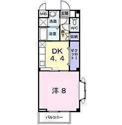 レトロ・ヴィラ1 1DKの間取図画像