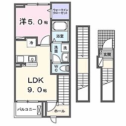 サイカス桟橋通 3階1LDKの間取り