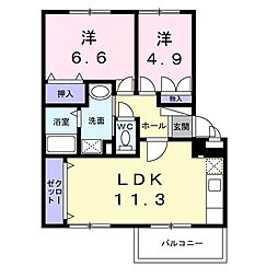 ライブタウン多加木 2LDKの間取図画像