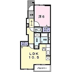 アーバンプラシード 1LDKの間取図画像