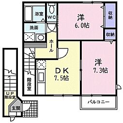 クレストールエム 2DKの間取図画像