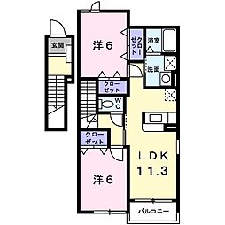 ヴェルデ・ルーチェA 2LDKの間取図画像