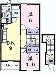 メゾン・プルミエール 2階2DKの間取り