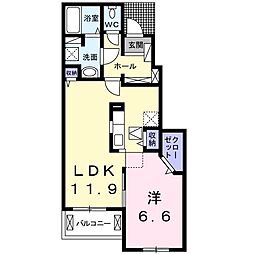 グラン　メゾン高萩II 1階1LDKの間取り
