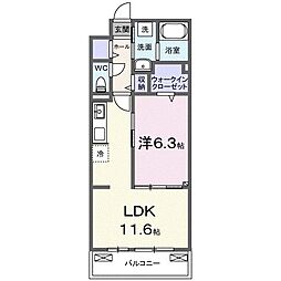 グランハイム2 1LDKの間取図画像