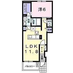 ブランドール東松島 1LDKの間取図画像