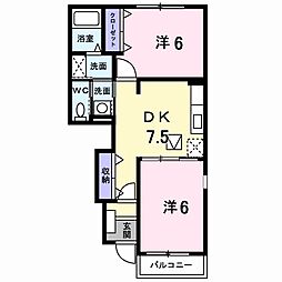 ニューグランツ2 2DKの間取図画像