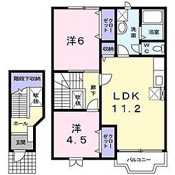エステル　Ｂ 2階2LDKの間取り
