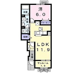 エアリースクエア 1LDKの間取図画像