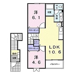 アルカンシエル 2階2LDKの間取り