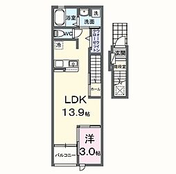 ドミールオカマエ　Ａ 2階1LDKの間取り