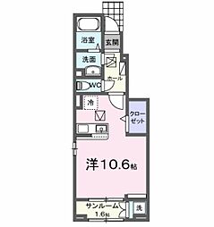 ドミールオカマエ　Ｂ 1階ワンルームの間取り