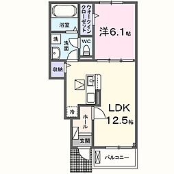 プロムナード井原里 1LDKの間取図画像