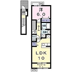 オ−ヴ　幸　 2階1LDKの間取り
