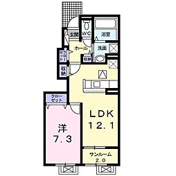 ランドマーク気比II 1階1LDKの間取り
