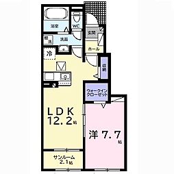 長生郡一宮町白山アパート 1LDKの間取図画像