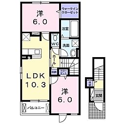 ヒールコート1 2LDKの間取図画像