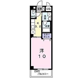 メロディライン 1Kの間取図画像