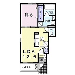 ハーベスタ 1LDKの間取図画像