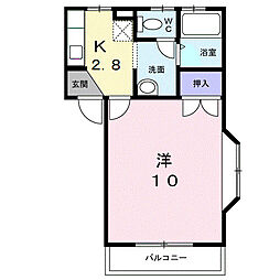 グリスター95 2階1Kの間取り