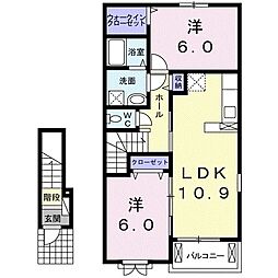 エタニエル・ベースII 2階2LDKの間取り