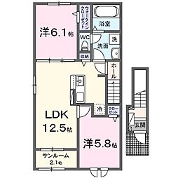 ＳＡＫＵＲＡ　I 2階2LDKの間取り