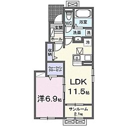 SAKURA II 1LDKの間取図画像